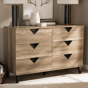 Baxton Studio Wales Modern And Contemporary Light Brown Wood 6-Drawer Dresser