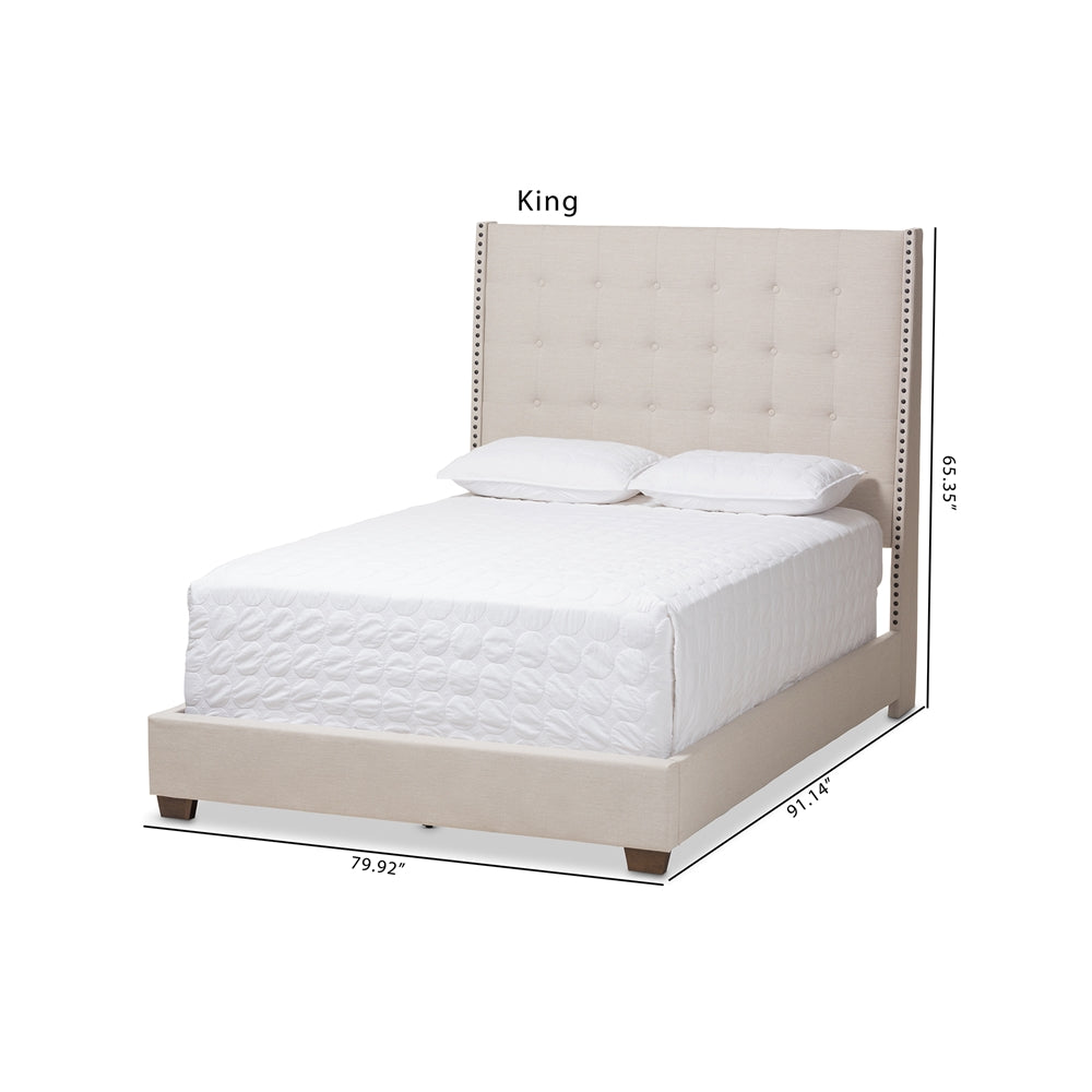 Baxton Studio Georgette Modern And Contemporary Light Beige Fabric Upholstered Queen Size Bed