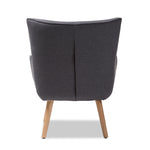 Load image into Gallery viewer, Baxton Studio Alden Mid-Century Modern Dark Grey Fabric Upholstered Natural Finished Wood Lounge Chair
