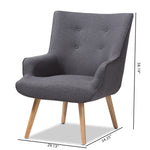 Load image into Gallery viewer, Baxton Studio Alden Mid-Century Modern Dark Grey Fabric Upholstered Natural Finished Wood Lounge Chair
