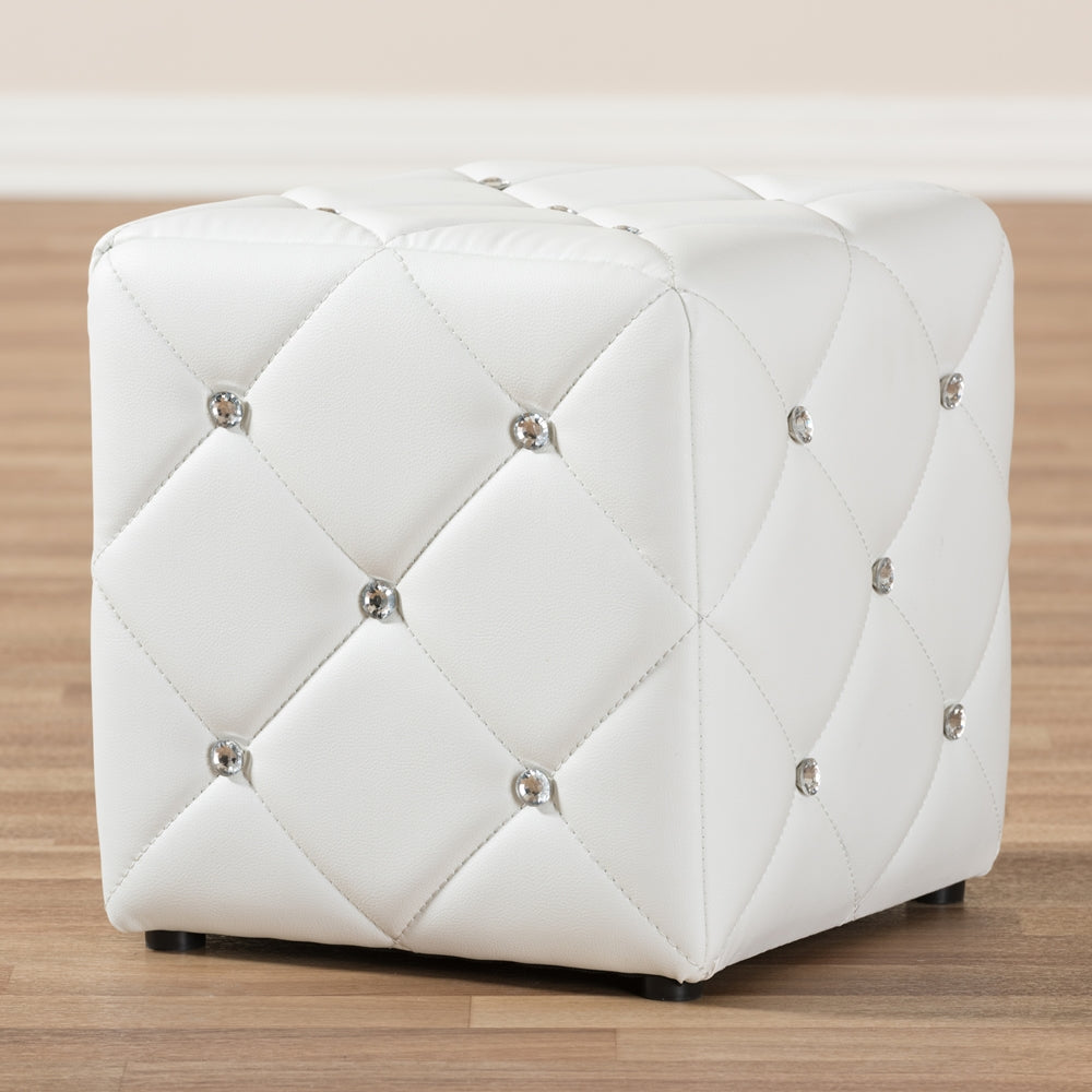 Baxton Studio Stacey Modern And Contemporary White Faux Leather Upholstered Ottoman