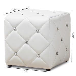 Baxton Studio Stacey Modern And Contemporary White Faux Leather Upholstered Ottoman