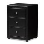 Load image into Gallery viewer, Baxton Studio Tessa Modern And Contemporary Black Faux Leather Upholstered 3-Drawer Nightstand
