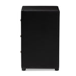 Load image into Gallery viewer, Baxton Studio Tessa Modern And Contemporary Black Faux Leather Upholstered 3-Drawer Nightstand
