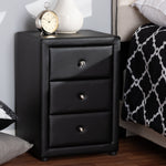 Load image into Gallery viewer, Baxton Studio Tessa Modern And Contemporary Black Faux Leather Upholstered 3-Drawer Nightstand
