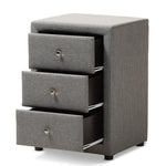 Load image into Gallery viewer, Baxton Studio Tessa Modern And Contemporary Grey Fabric Upholstered 3-Drawer Nightstand
