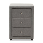 Load image into Gallery viewer, Baxton Studio Tessa Modern And Contemporary Grey Fabric Upholstered 3-Drawer Nightstand
