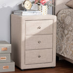 Load image into Gallery viewer, Baxton Studio Tessa Modern And Contemporary Beige Fabric Upholstered 3-Drawer Nightstand
