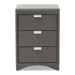 Load image into Gallery viewer, Baxton Studio Talia Modern And Contemporary Grey Fabric Upholstered 3-Drawer Nightstand
