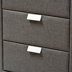 Baxton Studio Talia Modern And Contemporary Grey Fabric Upholstered 3-Drawer Nightstand