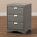 Load image into Gallery viewer, Baxton Studio Talia Modern And Contemporary Grey Fabric Upholstered 3-Drawer Nightstand
