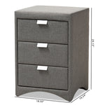 Load image into Gallery viewer, Baxton Studio Talia Modern And Contemporary Grey Fabric Upholstered 3-Drawer Nightstand
