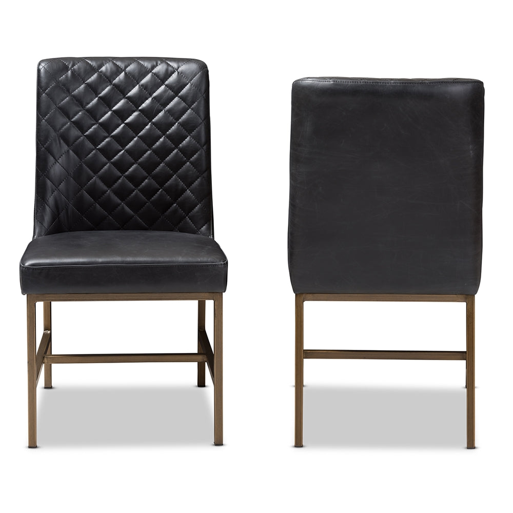 Baxton Studio Margaux Modern Luxe Black Faux Leather Upholstered Dining Chair (Set Of 2)