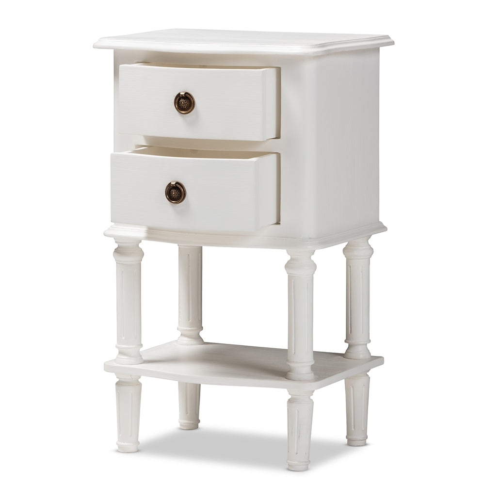 Baxton Studio Audrey Country Cottage Farmhouse White Finished 2-Drawer Nightstand