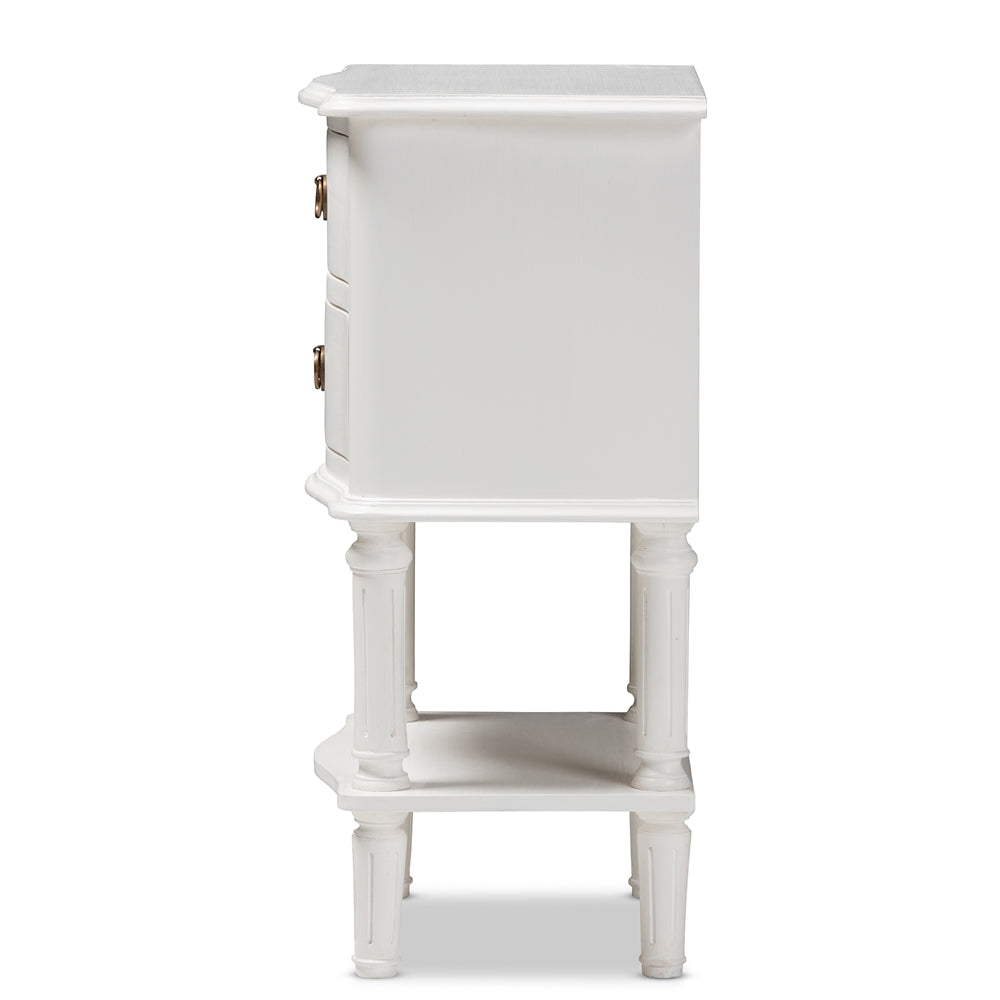 Baxton Studio Audrey Country Cottage Farmhouse White Finished 2-Drawer Nightstand