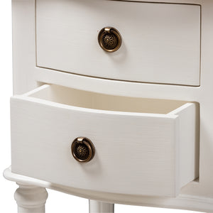 Baxton Studio Audrey Country Cottage Farmhouse White Finished 2-Drawer Nightstand