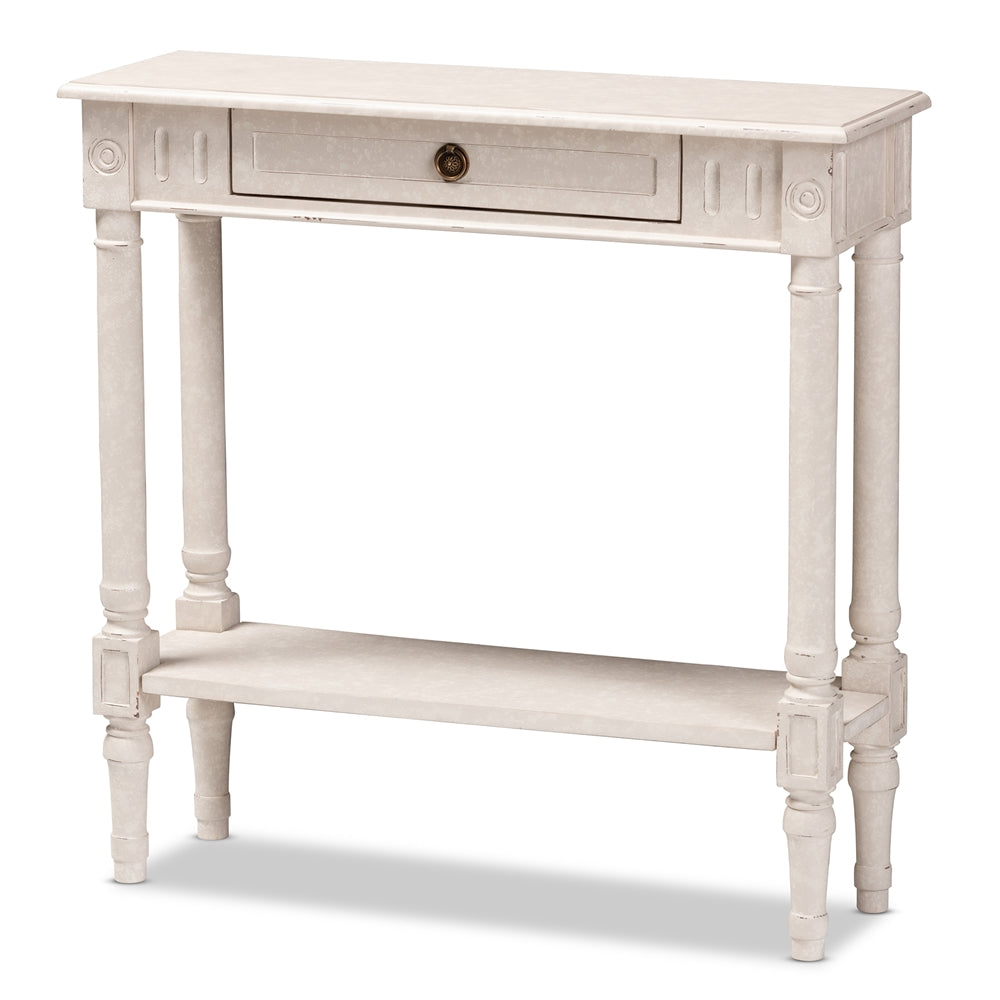 Baxton Studio Ariella Country Cottage Farmhouse Whitewashed 1-Drawer Console Table