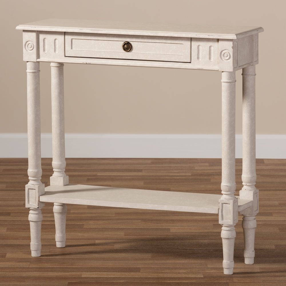 Baxton Studio Ariella Country Cottage Farmhouse Whitewashed 1-Drawer Console Table