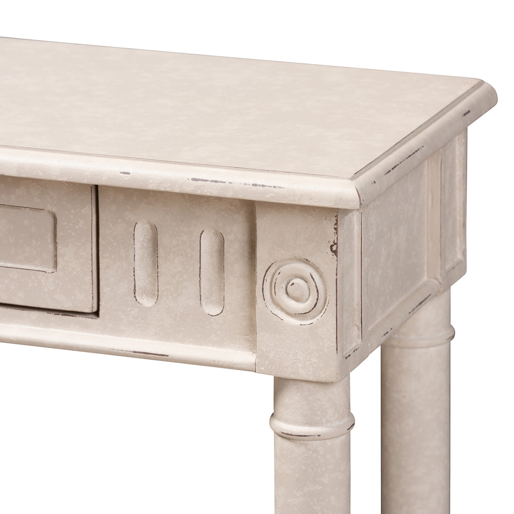 Baxton Studio Ariella Country Cottage Farmhouse Whitewashed 1-Drawer Console Table