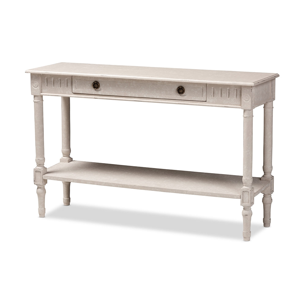 Baxton Studio Ariella Country Cottage Farmhouse Whitewashed 1-Drawer Console Table