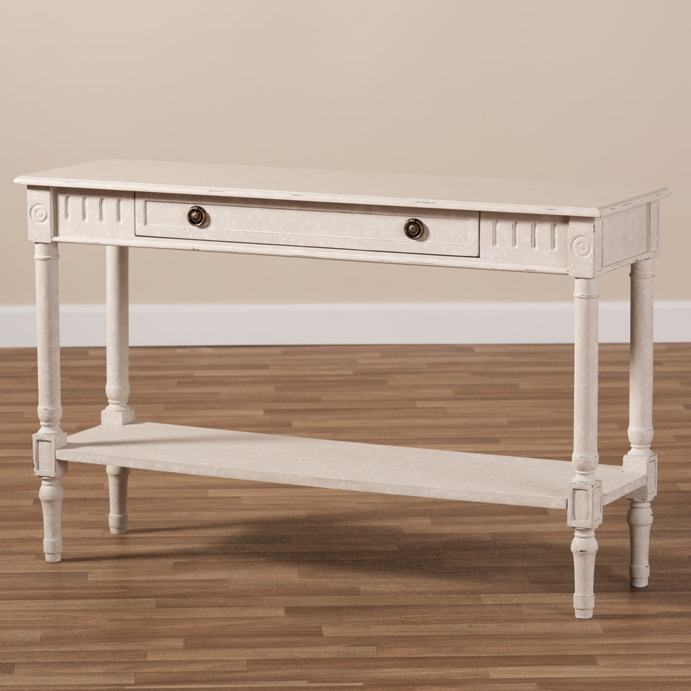 Baxton Studio Ariella Country Cottage Farmhouse Whitewashed 1-Drawer Console Table