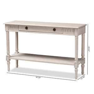 Baxton Studio Ariella Country Cottage Farmhouse Whitewashed 1-Drawer Console Table