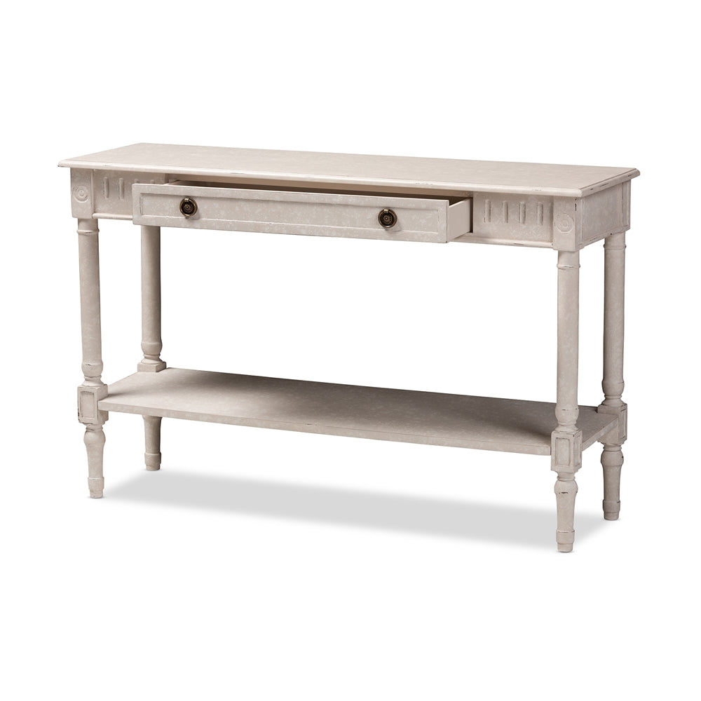 Baxton Studio Ariella Country Cottage Farmhouse Whitewashed 1-Drawer Console Table