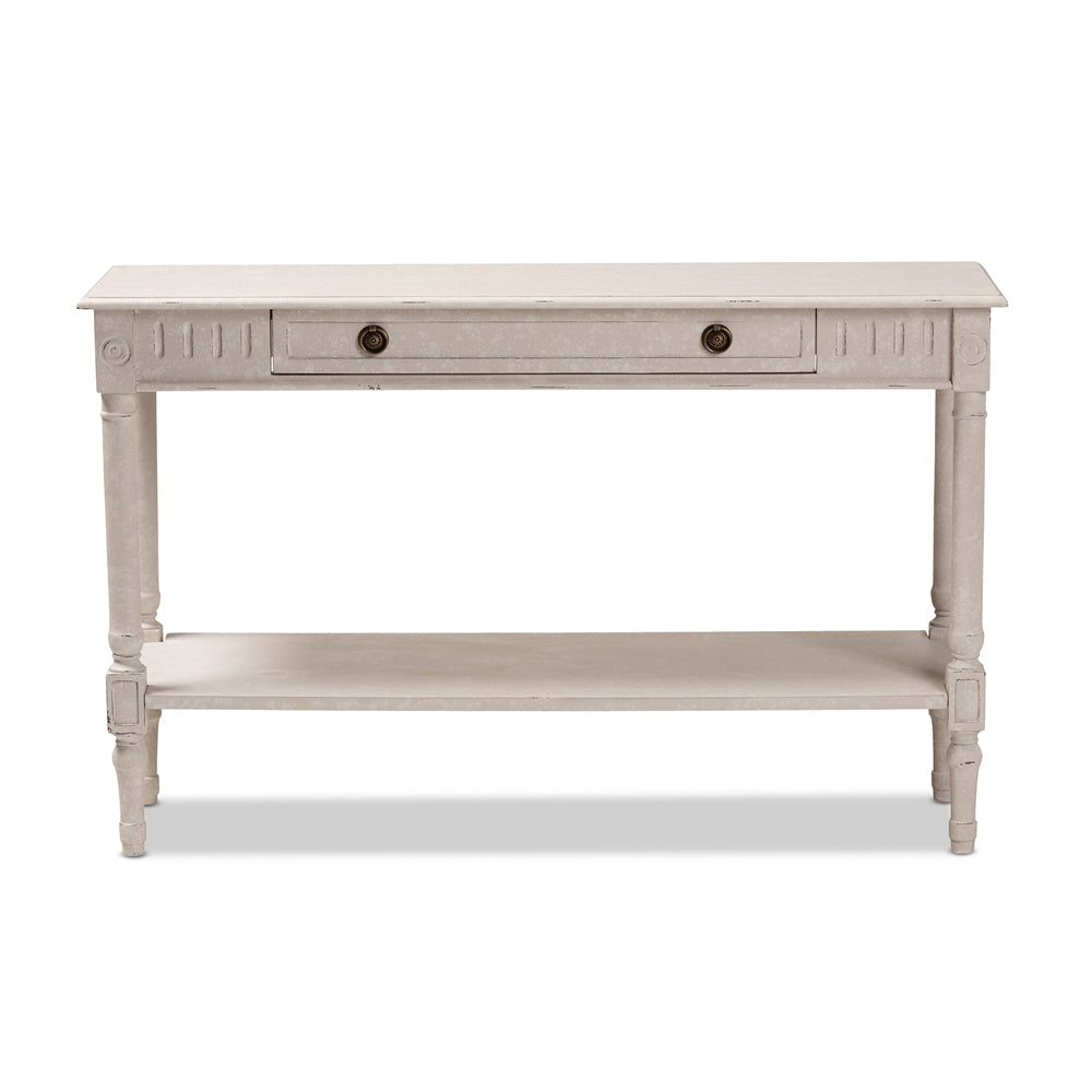 Baxton Studio Ariella Country Cottage Farmhouse Whitewashed 1-Drawer Console Table