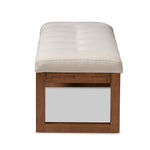 Load image into Gallery viewer, Baxton Studio Caramay Modern And Contemporary Light Beige Fabric Upholstered Walnut Brown Finished Wood Bench
