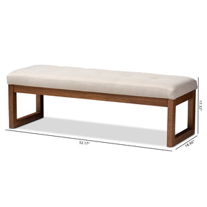 Baxton Studio Caramay Modern And Contemporary Light Beige Fabric Upholstered Walnut Brown Finished Wood Bench