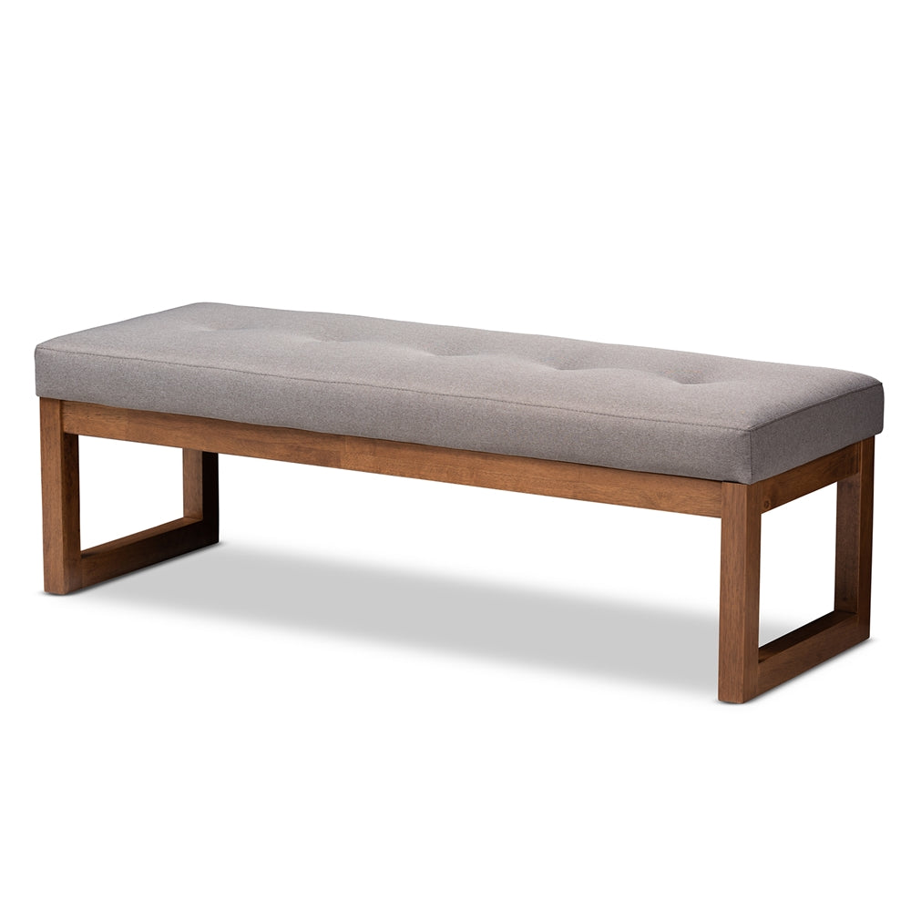 Baxton Studio Caramay Modern and Contemporary Fabric Upholstered Walnut Brown Finished Wood Bench