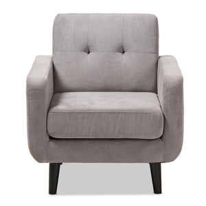 Baxton Studio Carina Mid-Century Modern Light Grey Fabric Upholstered Lounge Chair