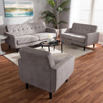 Load image into Gallery viewer, Baxton Studio Carina Mid-Century Modern Light Grey Fabric Upholstered 3-Piece Living Room Set
