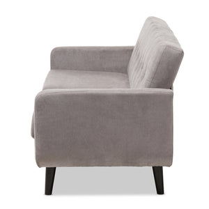 Baxton Studio Carina Mid-Century Modern Light Grey Fabric Upholstered Sofa