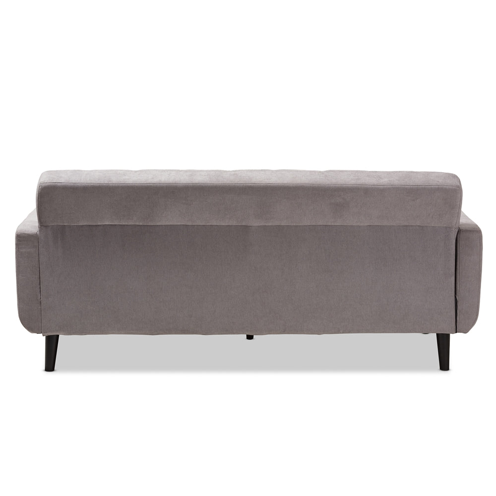 Baxton Studio Carina Mid-Century Modern Light Grey Fabric Upholstered Sofa