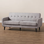 Load image into Gallery viewer, Baxton Studio Carina Mid-Century Modern Light Grey Fabric Upholstered Sofa
