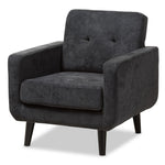 Load image into Gallery viewer, Baxton Studio Carina Mid-Century Modern Dark Grey Fabric Upholstered Lounge Chair
