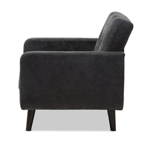 Baxton Studio Carina Mid-Century Modern Dark Grey Fabric Upholstered Lounge Chair