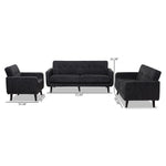 Load image into Gallery viewer, Baxton Studio Carina Mid-Century Modern Dark Grey Fabric Upholstered 3-Piece Living Room Set
