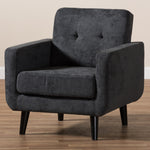 Load image into Gallery viewer, Baxton Studio Carina Mid-Century Modern Dark Grey Fabric Upholstered Lounge Chair
