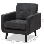 Load image into Gallery viewer, Baxton Studio Carina Mid-Century Modern Dark Grey Fabric Upholstered Lounge Chair
