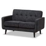 Load image into Gallery viewer, Baxton Studio Carina Mid-Century Modern Dark Grey Fabric Upholstered Loveseat
