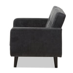 Load image into Gallery viewer, Baxton Studio Carina Mid-Century Modern Dark Grey Fabric Upholstered Loveseat
