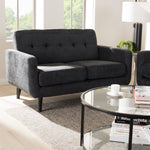 Load image into Gallery viewer, Baxton Studio Carina Mid-Century Modern Dark Grey Fabric Upholstered Loveseat
