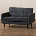 Load image into Gallery viewer, Baxton Studio Carina Mid-Century Modern Dark Grey Fabric Upholstered Loveseat
