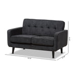 Load image into Gallery viewer, Baxton Studio Carina Mid-Century Modern Dark Grey Fabric Upholstered Loveseat
