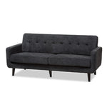 Load image into Gallery viewer, Baxton Studio Carina Mid-Century Modern Dark Grey Fabric Upholstered Sofa
