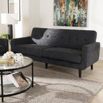 Load image into Gallery viewer, Baxton Studio Carina Mid-Century Modern Dark Grey Fabric Upholstered Sofa
