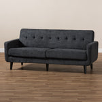 Load image into Gallery viewer, Baxton Studio Carina Mid-Century Modern Dark Grey Fabric Upholstered Sofa
