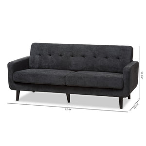 Baxton Studio Carina Mid-Century Modern Dark Grey Fabric Upholstered Sofa